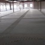 A concrete slab being readied for preparation at many of the control joints.