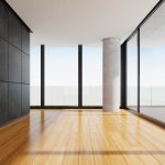 Modern empty apartment living room with panoramic view