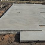 Slabs of concrete foundation for a building