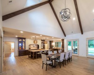 The kitchen in Cpt. Smithโs R.I.S.E. home, with flooring provided by Middle Tennessee Lumber.