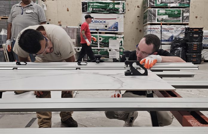 NTCA trainer Kate Koerber presents “Interior Installation of Gauged Porcelain Tile Panels/Slabs” regional training at the Floor & Décor in Moorestown, N.J., in September.